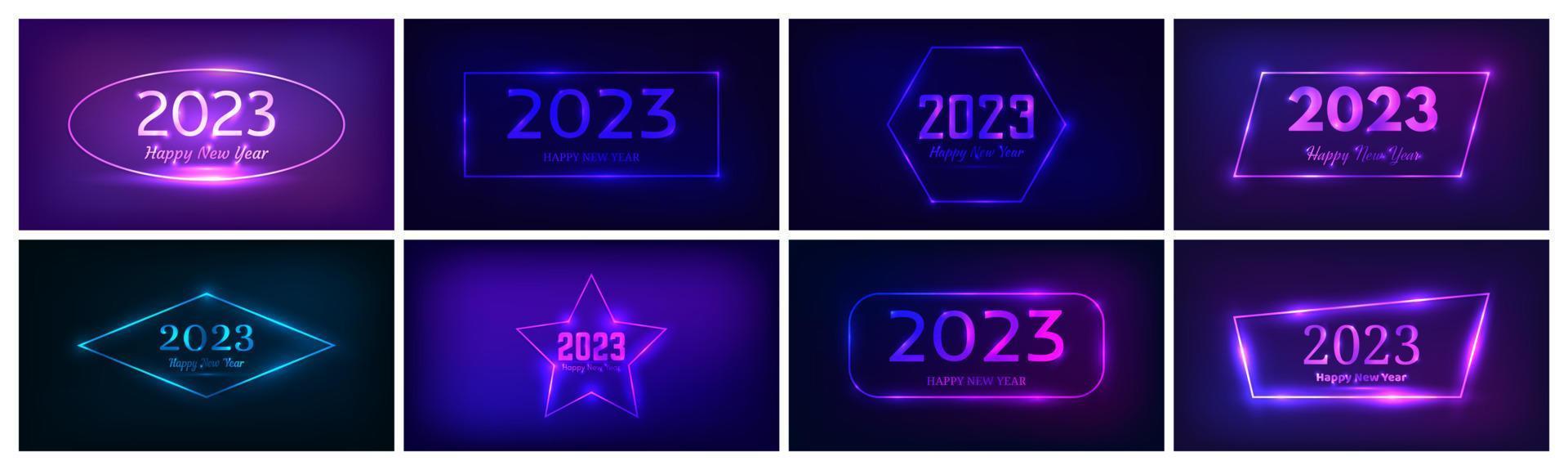 2023 Happy New Year neon background vector