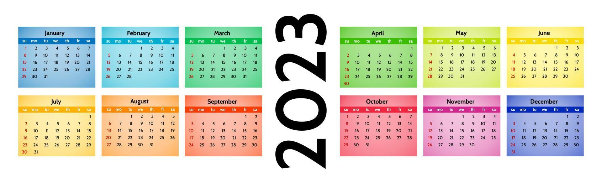 calendario para 2023 aislado en un fondo blanco vector