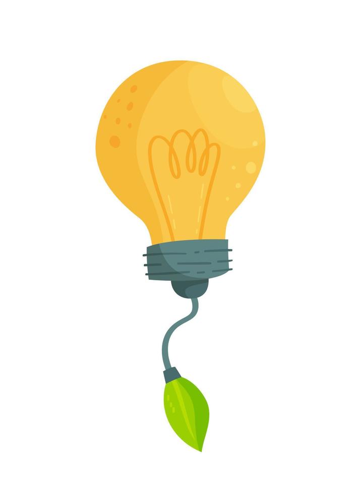 Vector illustration with a unique light bulb and a tree leaf.