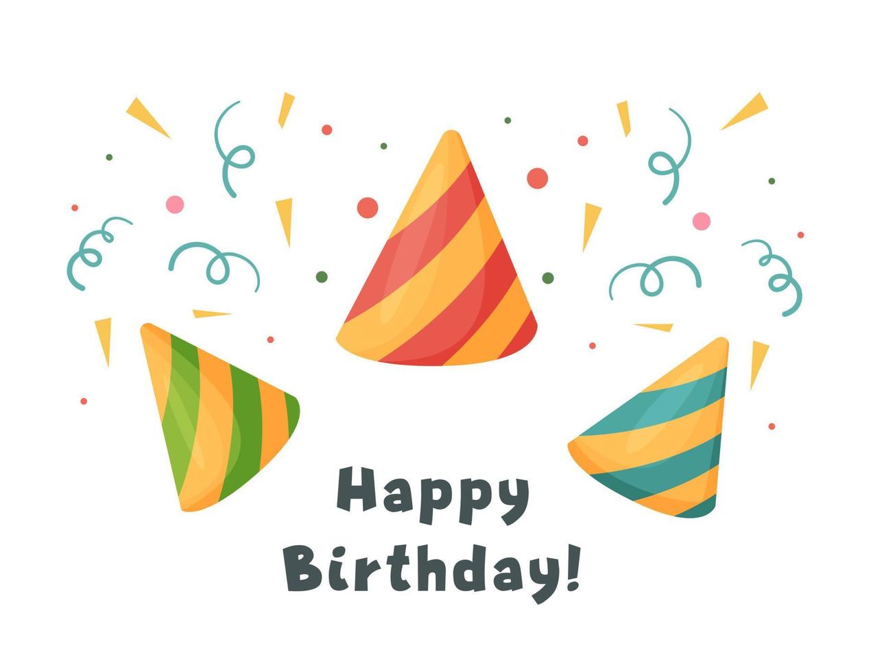 Vector illustration of a concept for a birthday party. Postcard with festive striped hubcaps.