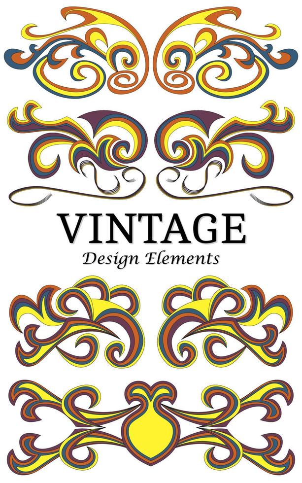 Set of vintage elements for design. Calligraphic floral vector. vector