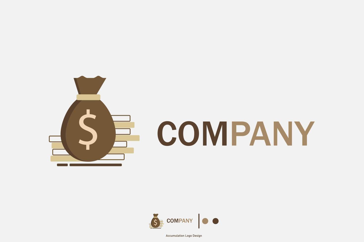 Money Bag Accumulation Concept Logo Design Mockup Template vector