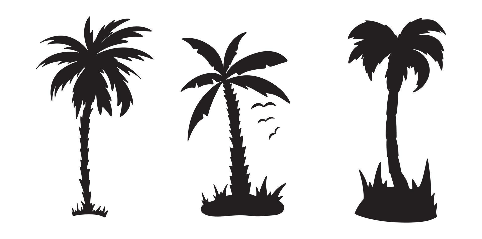 conjunto de gráficos vectoriales de diferentes formas silueta palmeras negro vector