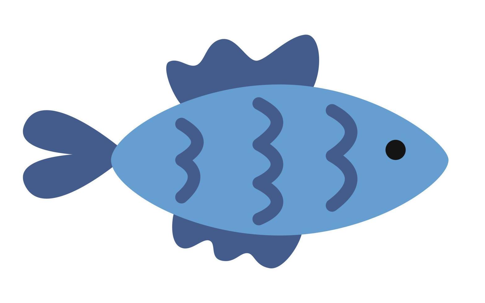 Vector blue fish in flat design. Marine life animal.