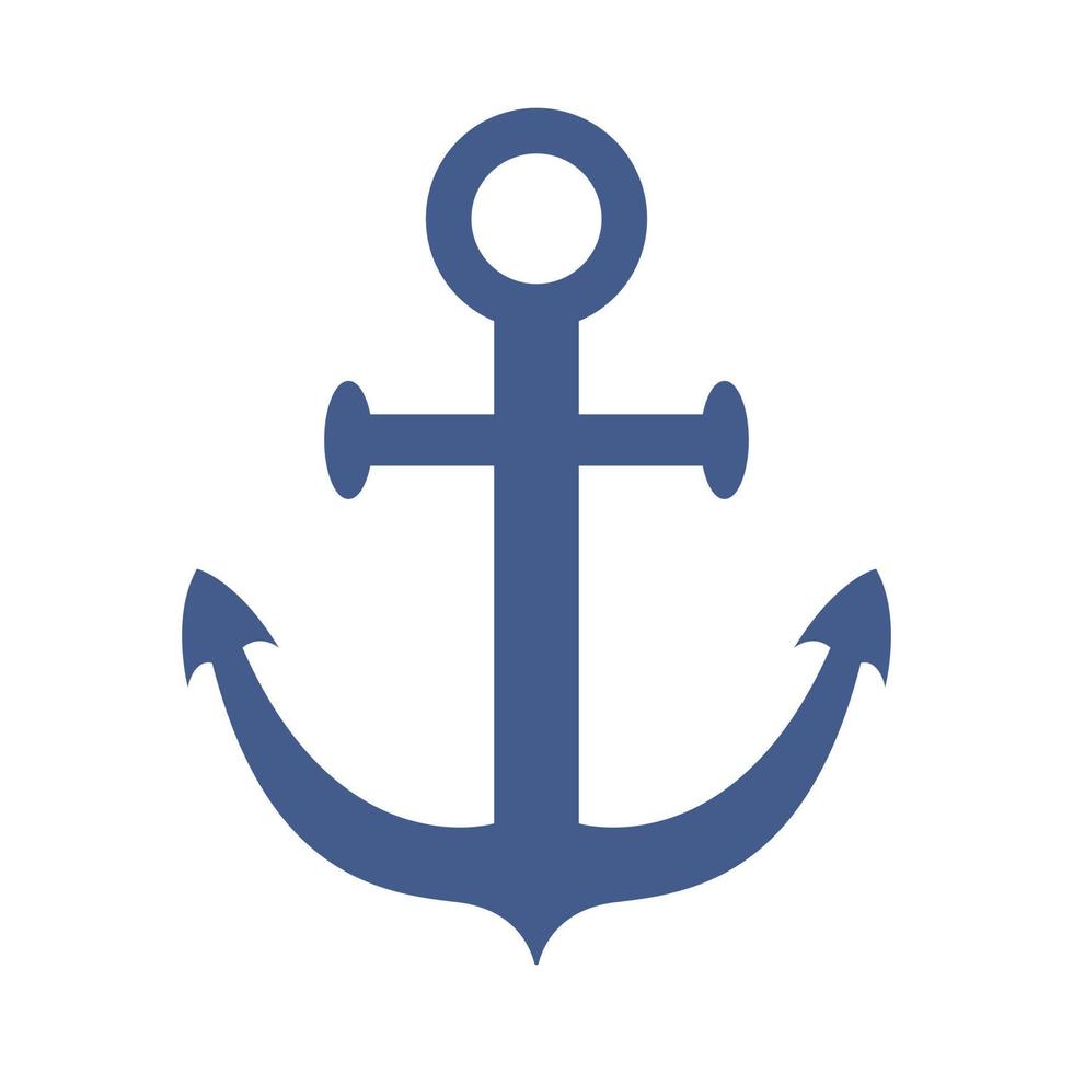 Vector ship anchor in flat design. Blue boat anchor.