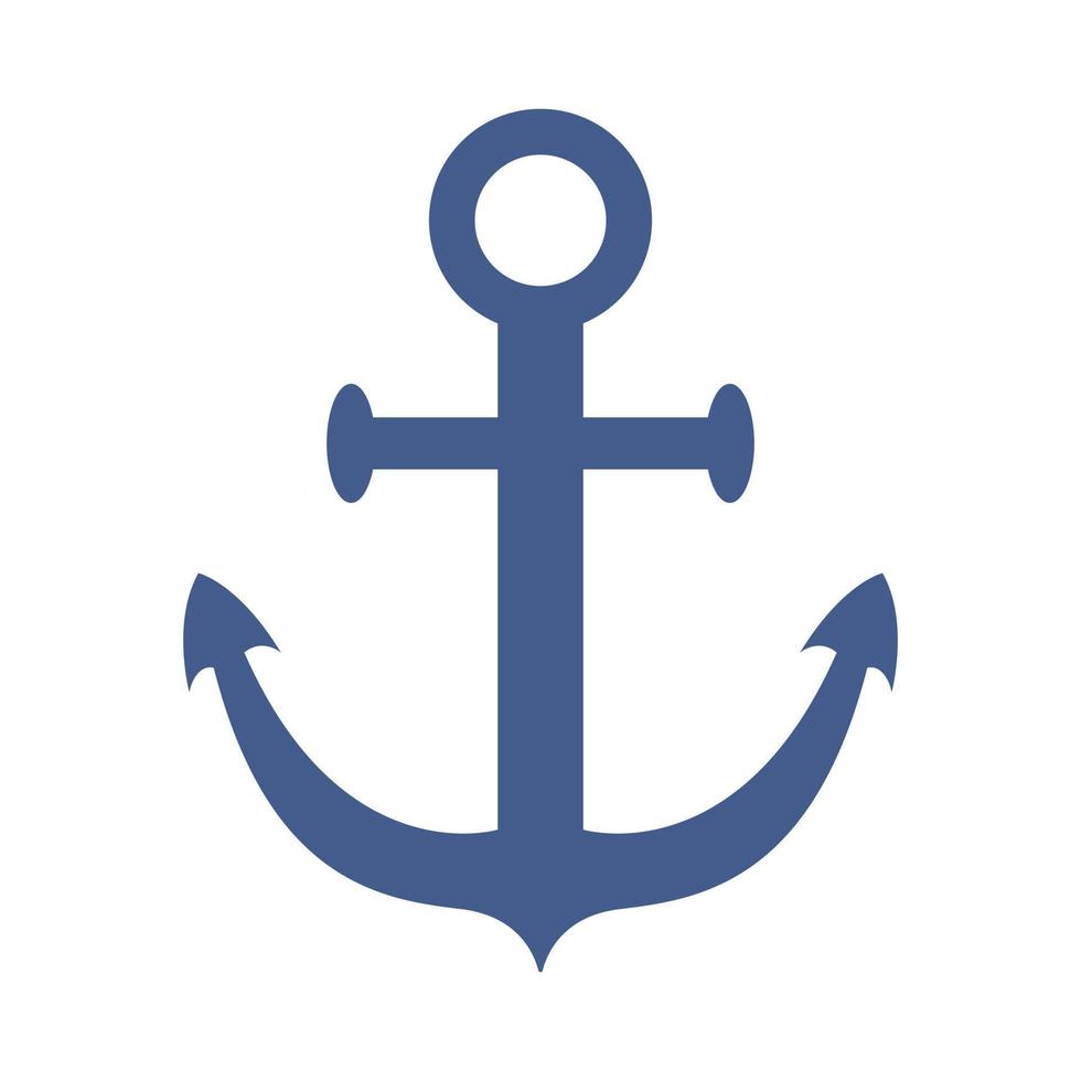 Vector ship anchor in flat design. Blue boat anchor.