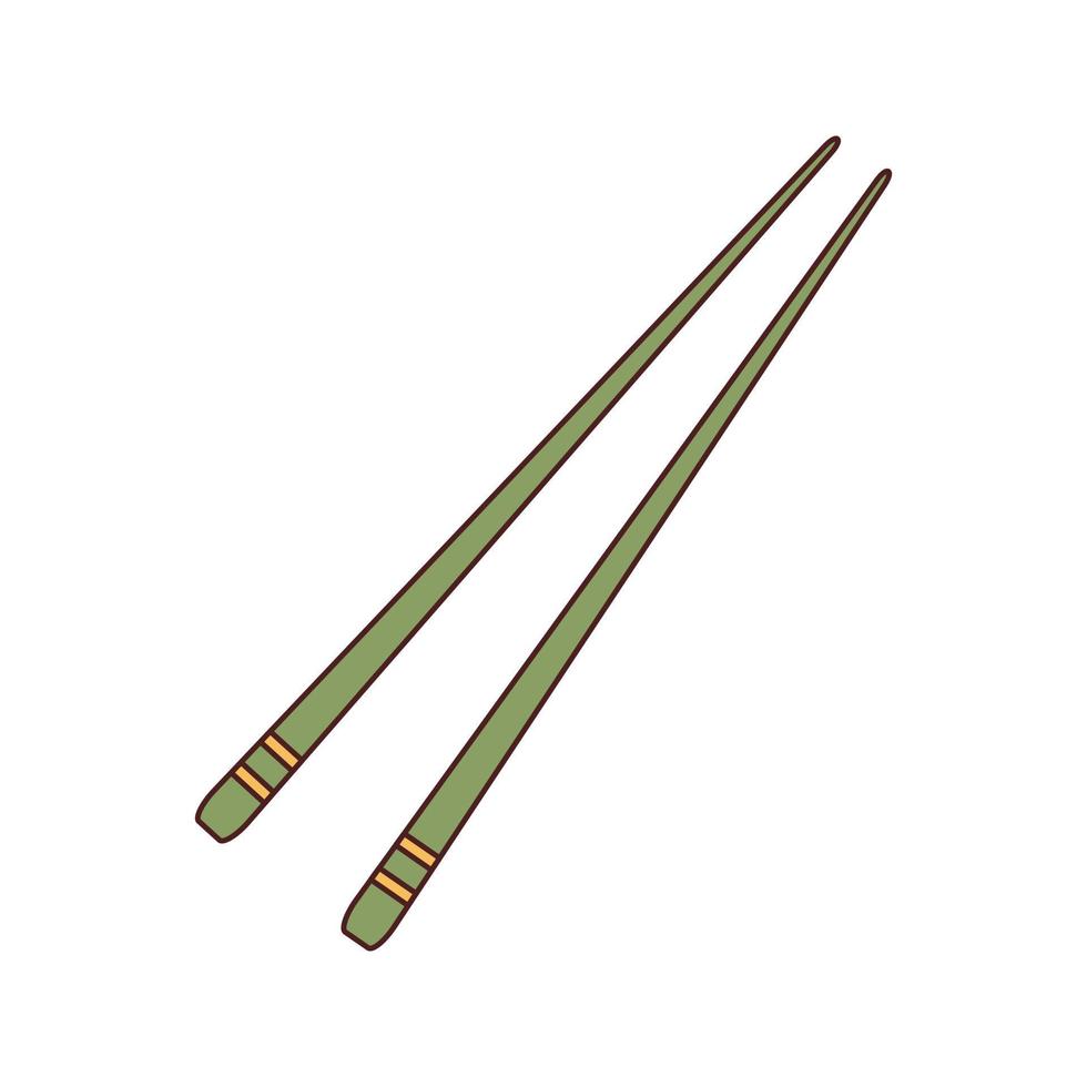 Vector food chopsticks. Illustration of traditional asian bamboo utensil. Wooden chopsticks.