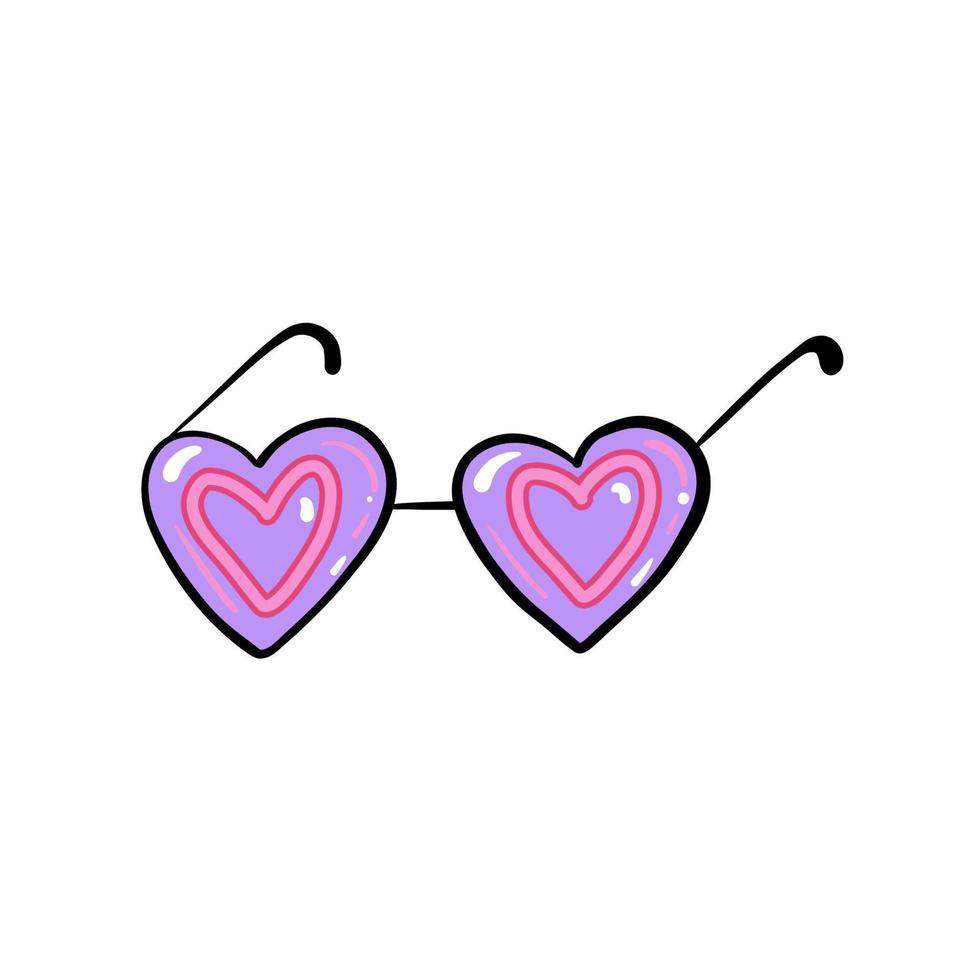 Pink glasses in the form of heart. Icons vector illustrations.