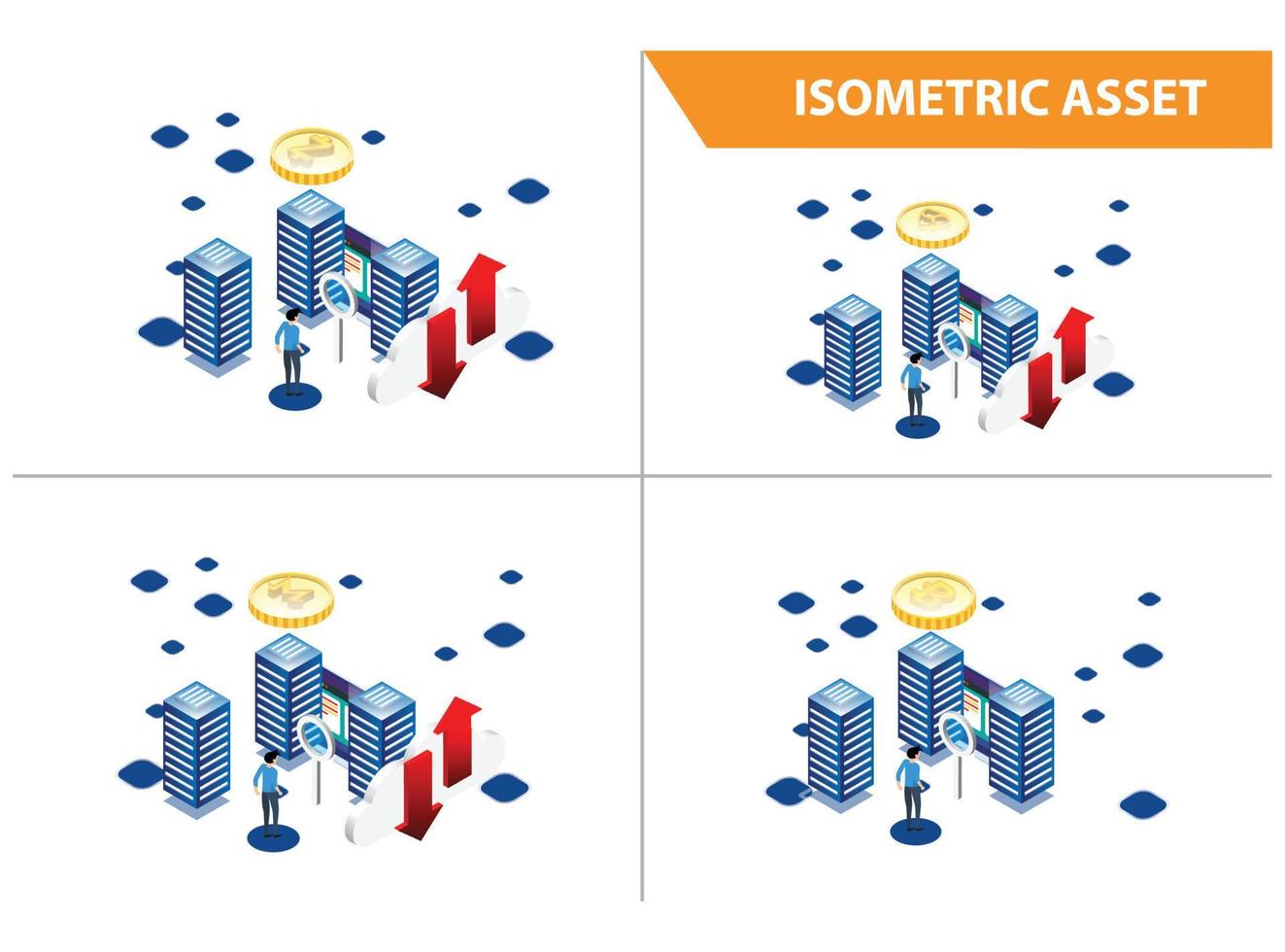 Modern 3d Isometric Set collection Smart Mining Bitcoin online Technology Illustration in White Isolated Background With People and Digital Related Asset vector