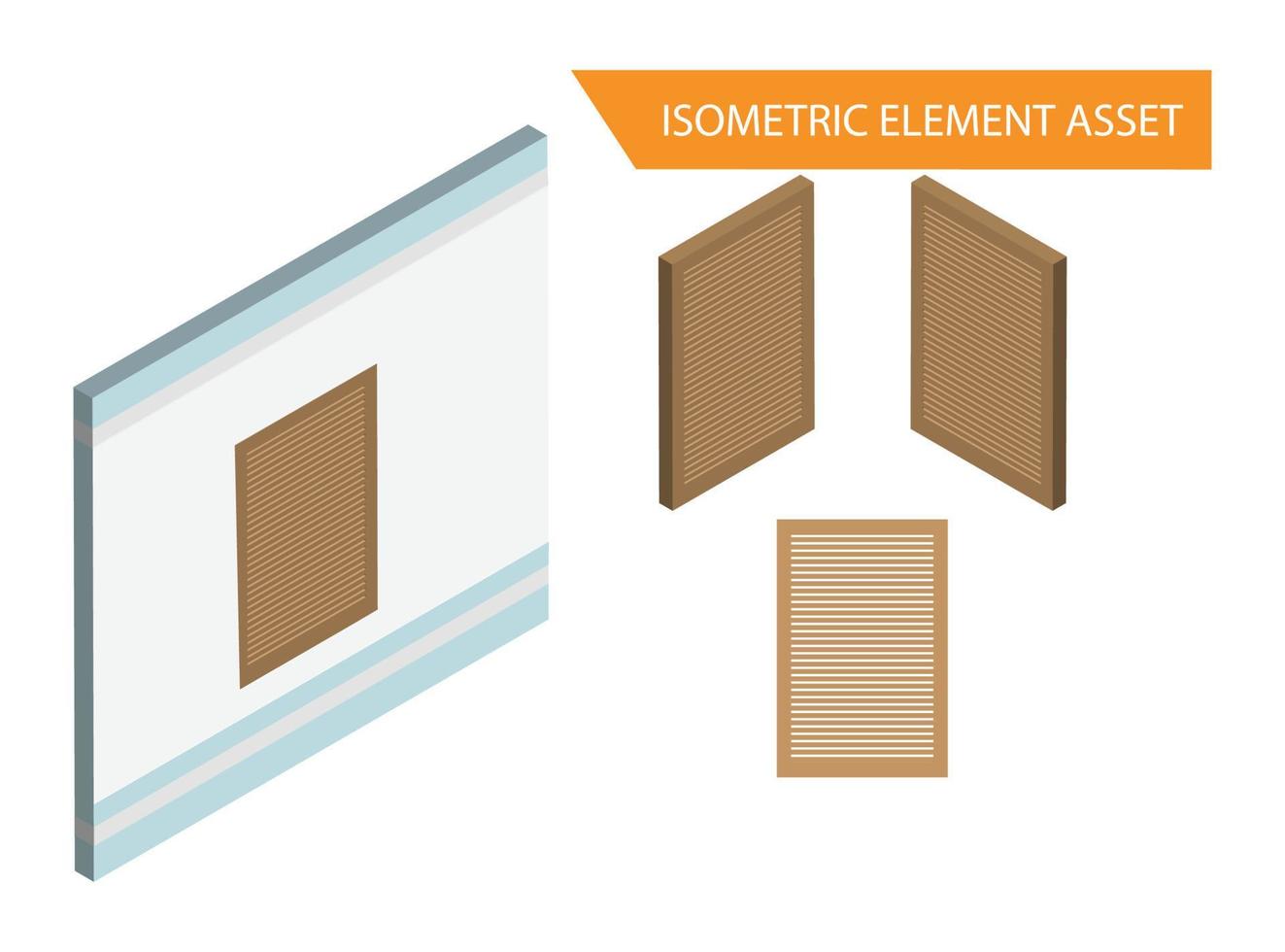 Isometric Wood window vector in White Isolated Background, Suitable for Game Asset, And Other Graphic Related Assets