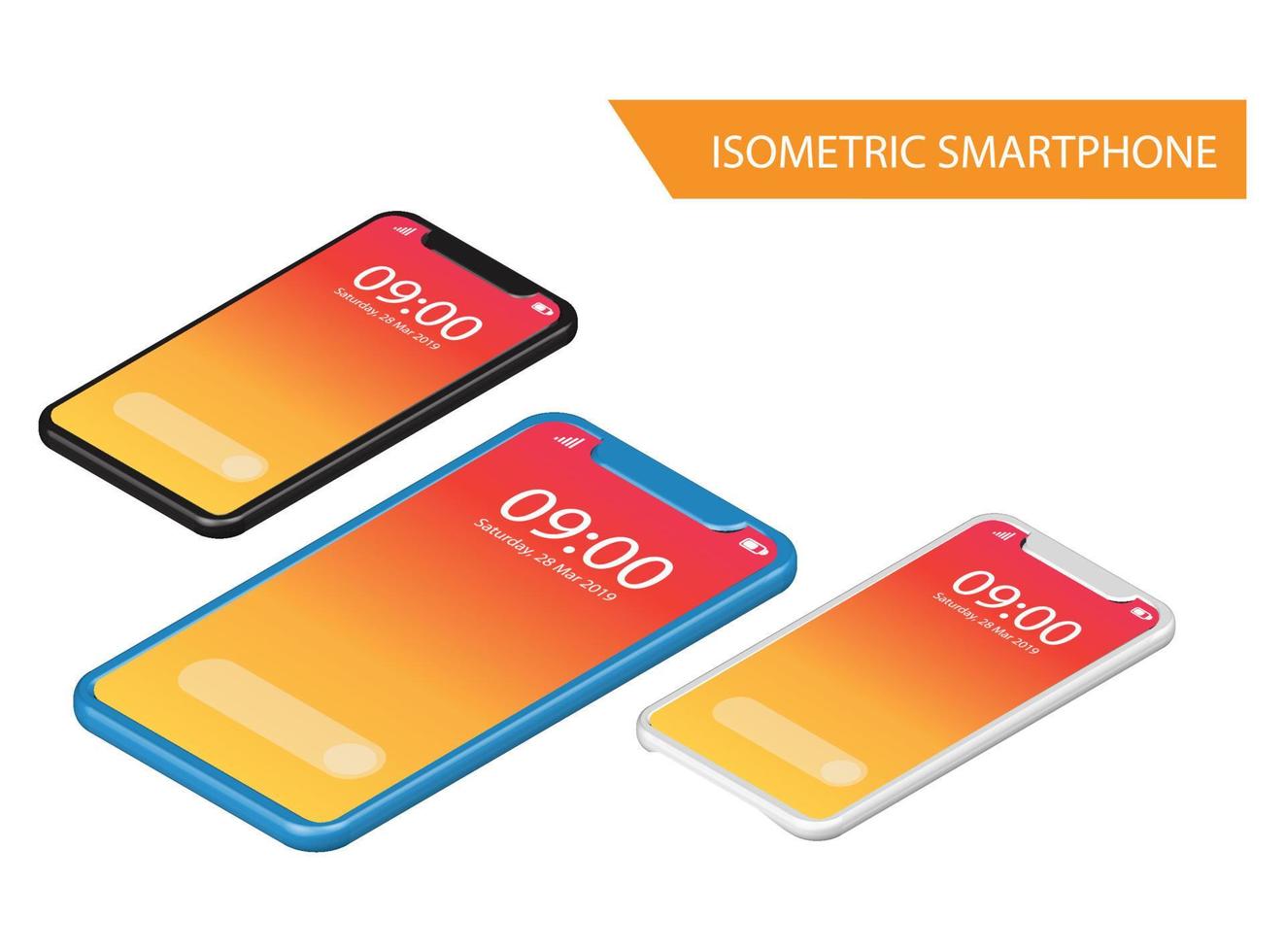 Modern Isometric Mockup Phone Illustration With Gradient, Suitable for Diagrams, Infographics, Game Asset, And Other Graphic Related Assets vector