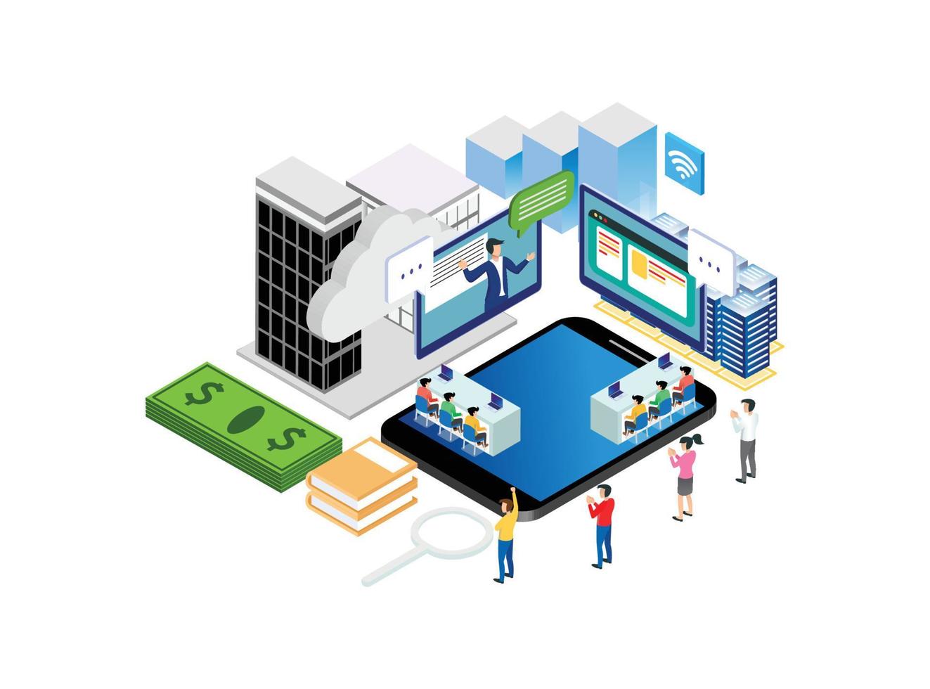 Modern Isometric Business for Presentation Illustration, Web Banners, Suitable for Diagrams, Infographics, Book Illustration, Game Asset, And Other Graphic Related Assets vector