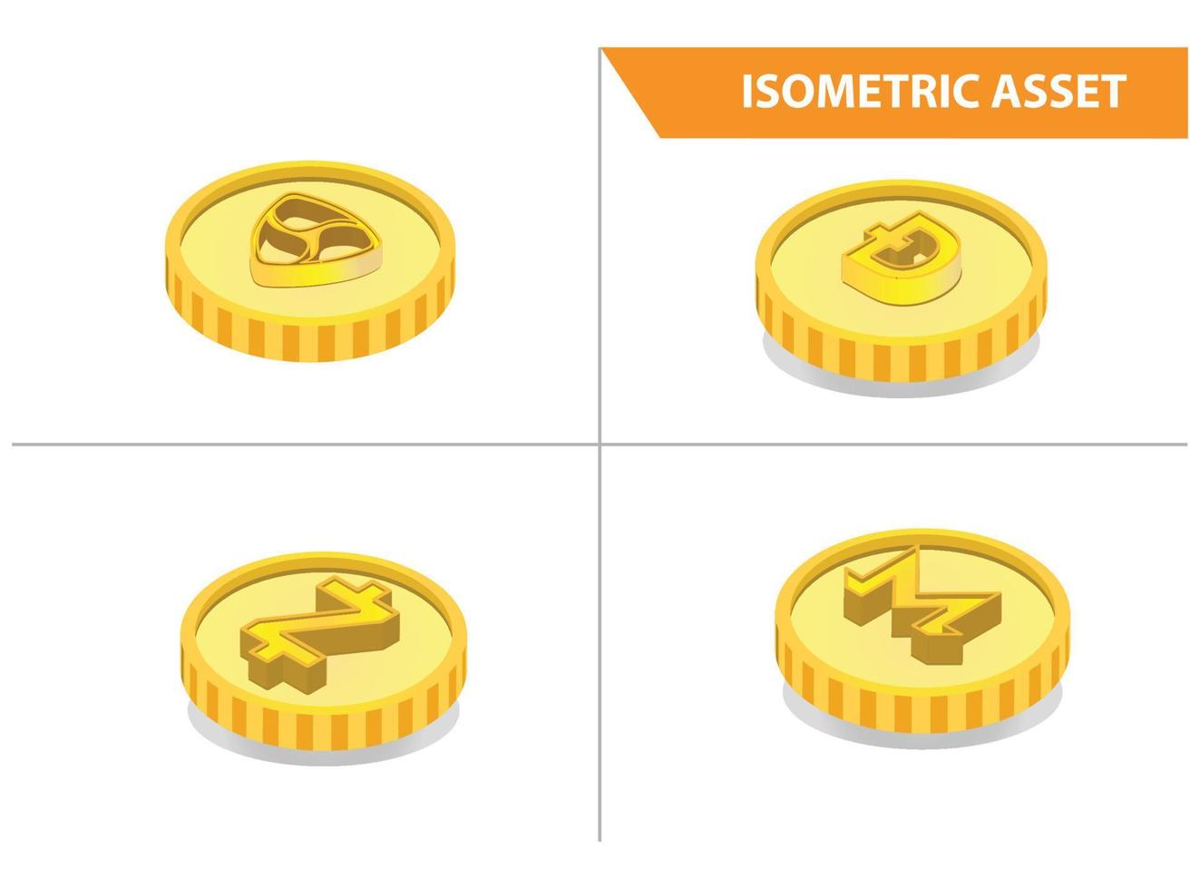 Modern 3d Isometric Set collection Coin Virtual Money Technology Illustration in White Isolated Background With People and Digital Related Asset vector