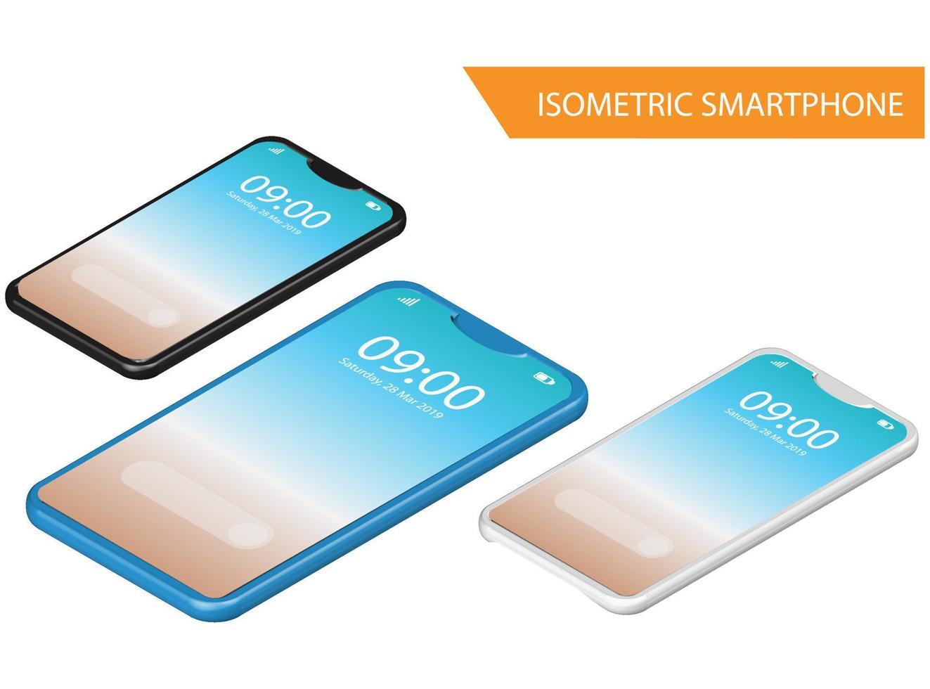 Modern Isometric Mockup Phone Illustration With Gradient, Suitable for Diagrams, Infographics, Game Asset, And Other Graphic Related Assets vector