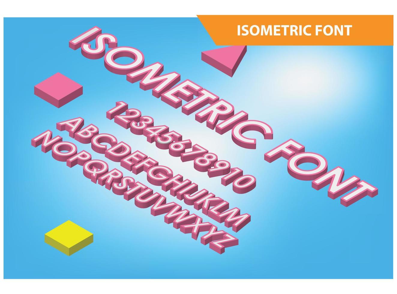 fuente de alfabeto isométrica moderna. Letras de efecto 3d, números, adecuados para diagramas, infografías, activos de juegos y otros activos relacionados con gráficos vector