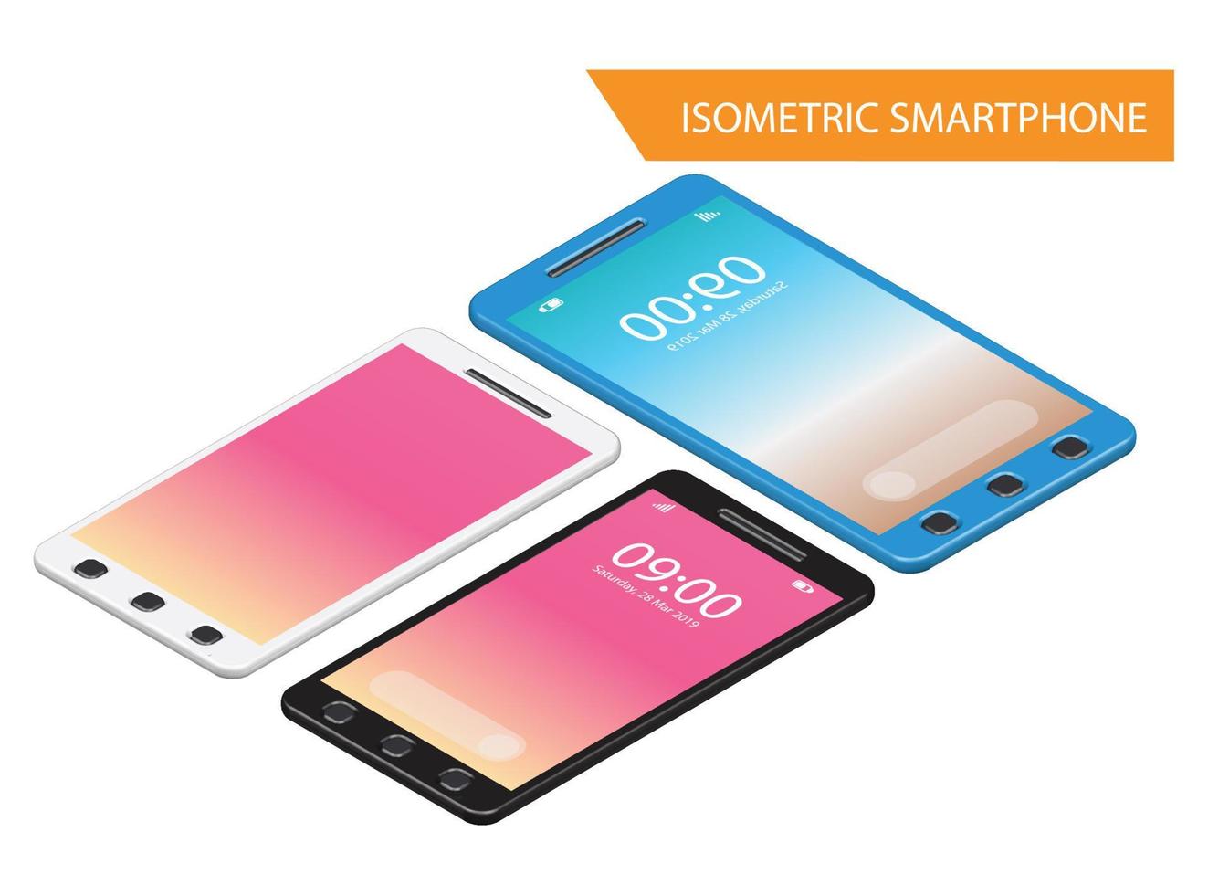 Modern Isometric Mockup Phone Illustration With Gradient, Suitable for Diagrams, Infographics, Game Asset, And Other Graphic Related Assets vector
