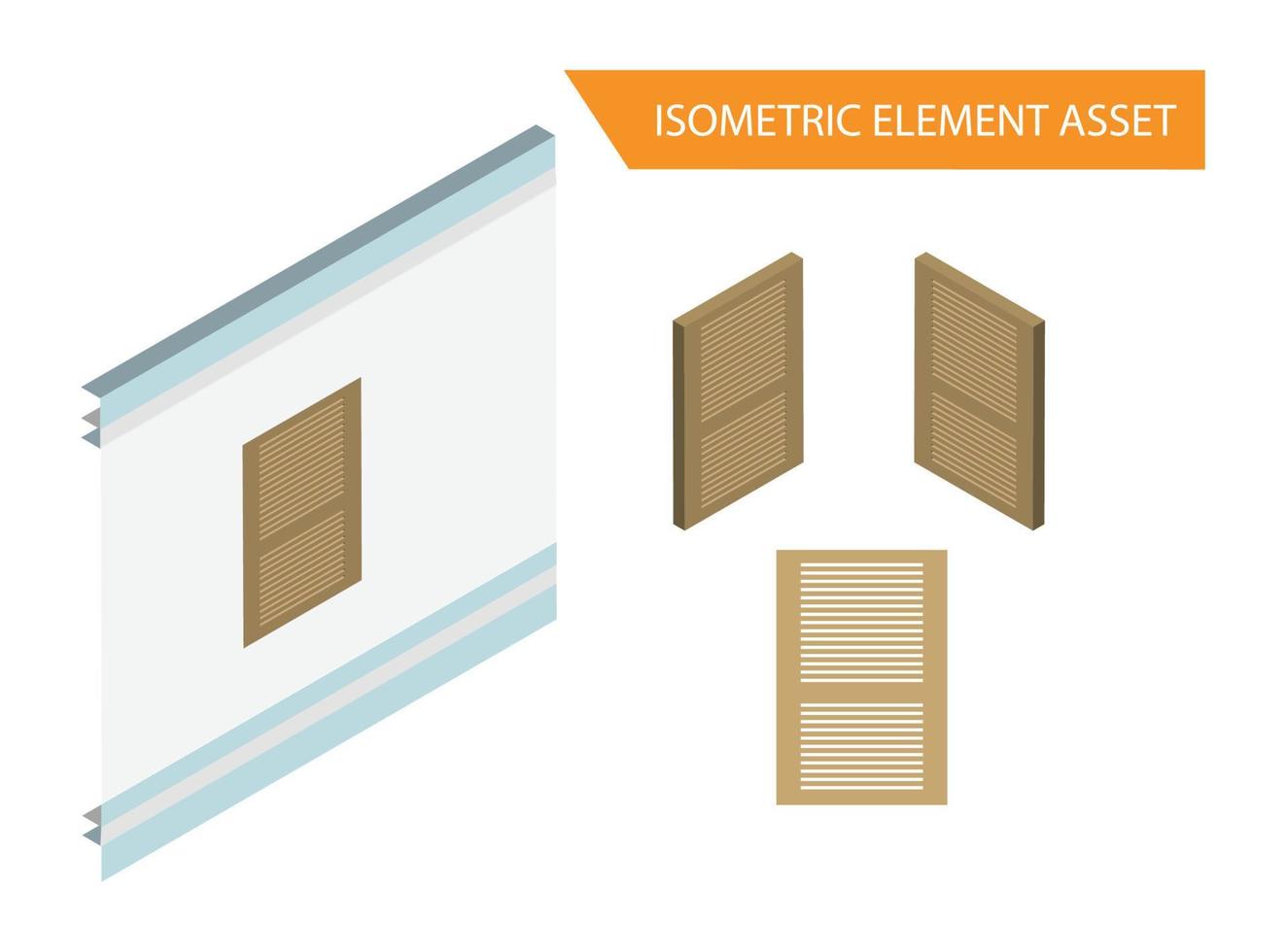 Isometric Wood window vector in White Isolated Background, Suitable for Game Asset, And Other Graphic Related Assets