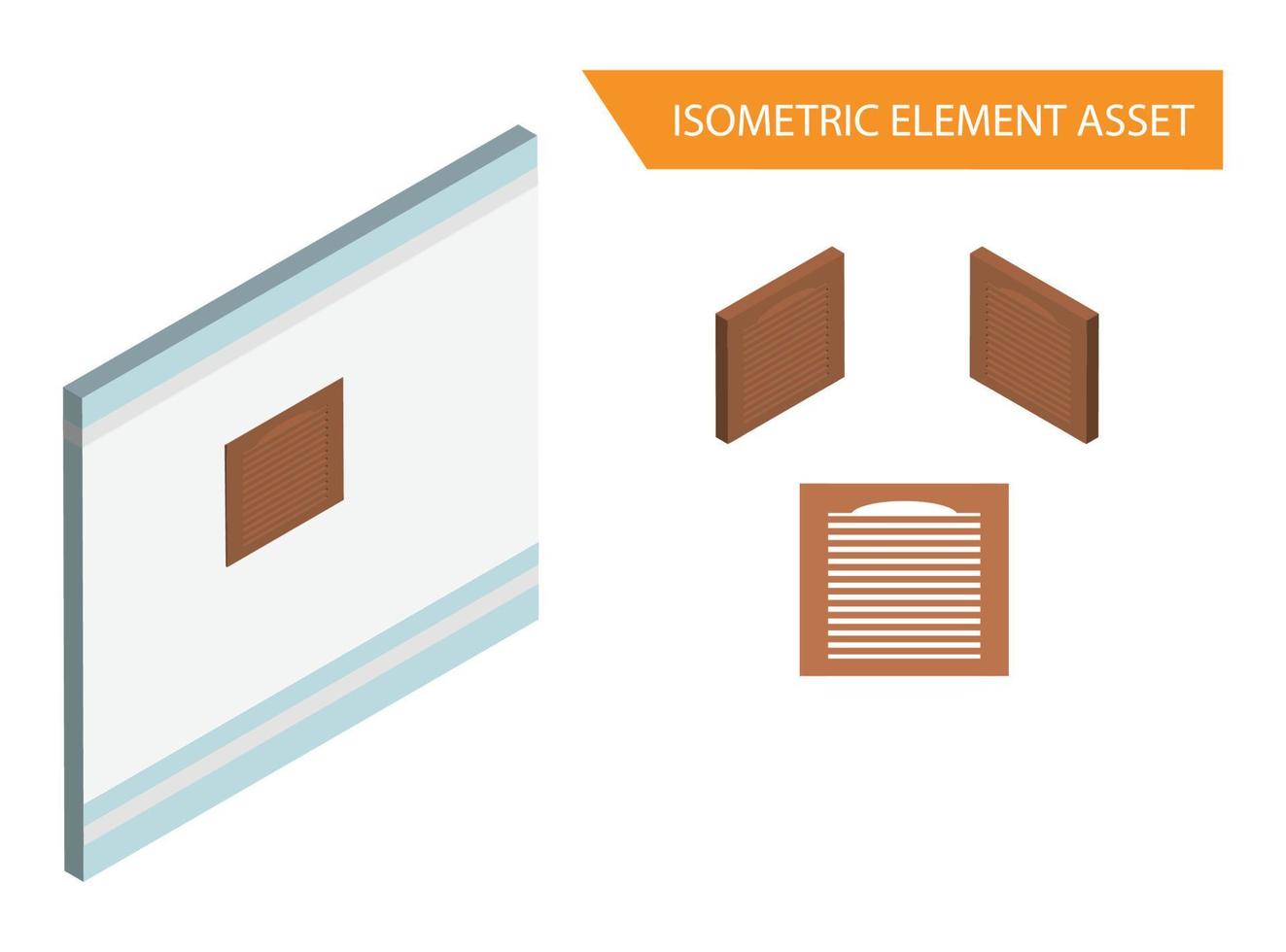 Isometric Wood window vector in White Isolated Background, Suitable for Game Asset, And Other Graphic Related Assets