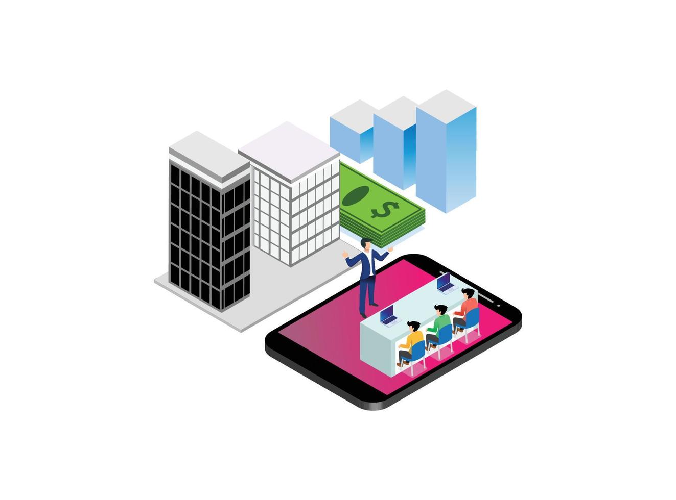 Modern Isometric Business for Presentation Illustration, Web Banners, Suitable for Diagrams, Infographics, Book Illustration, Game Asset, And Other Graphic Related Assets vector
