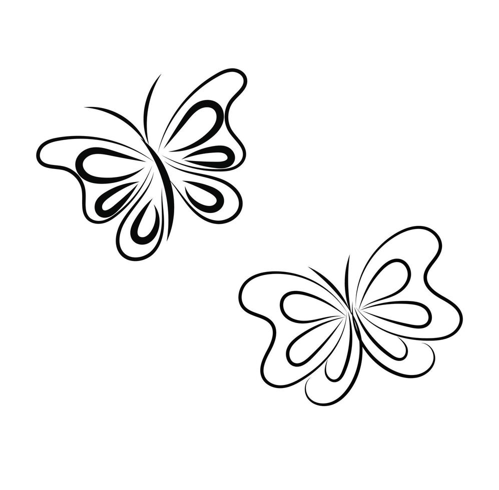 Butterfly outline with drawn details collection 17079627 Vector ...