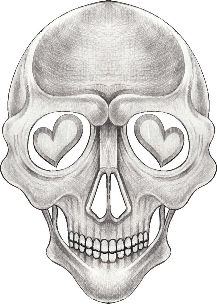 Art fancy skull. Hand drawing on paper and make graphic vector. vector