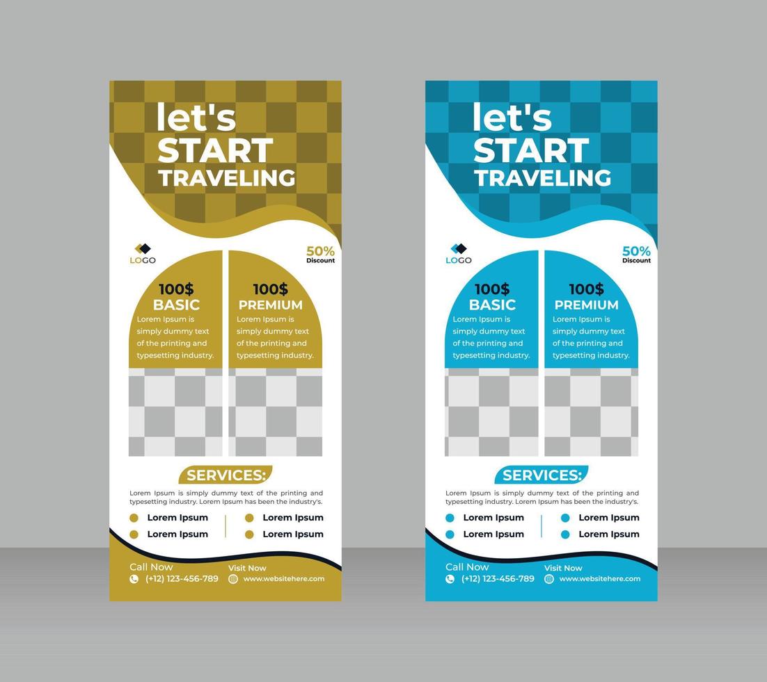 Travel agency rollup banner modern tour roll up banner design vector