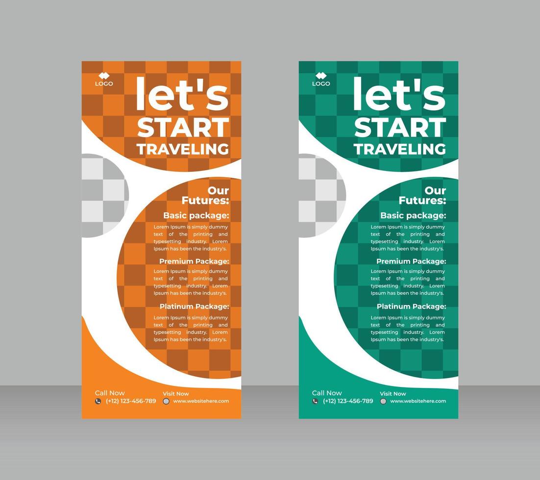 Travel agency rollup banner design modern tour agency vector