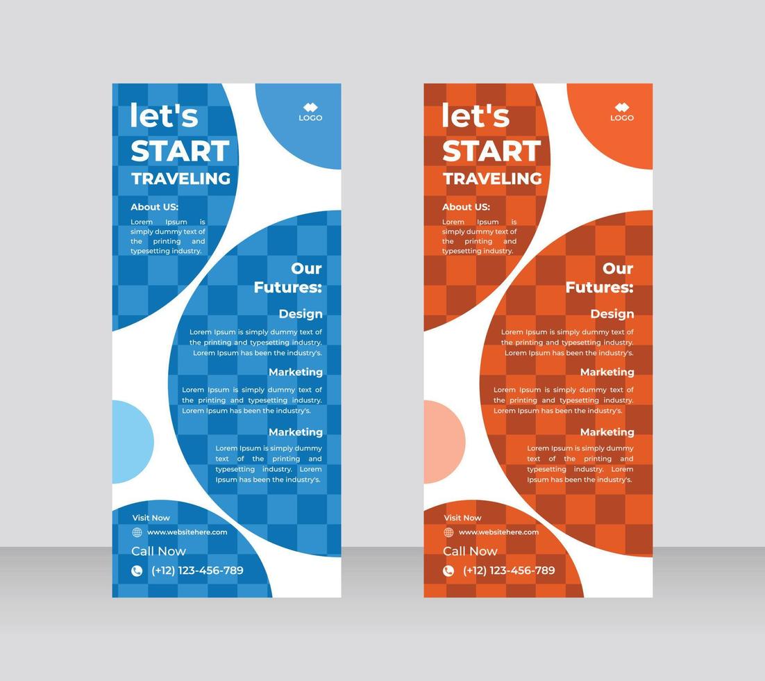 Travel agency rollup banner design modern tour agency vector