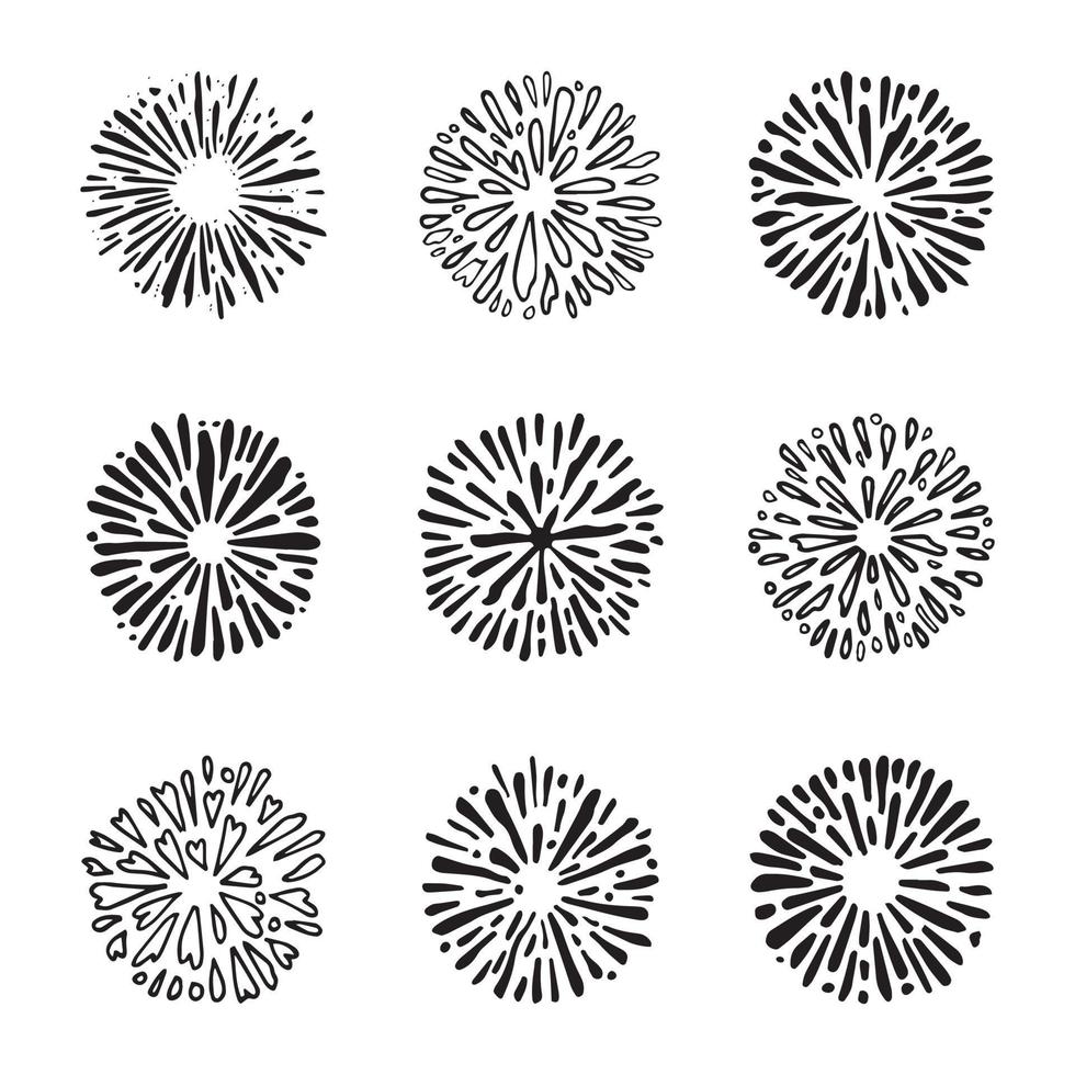 firework, starburst hand drawn, vector illustration.