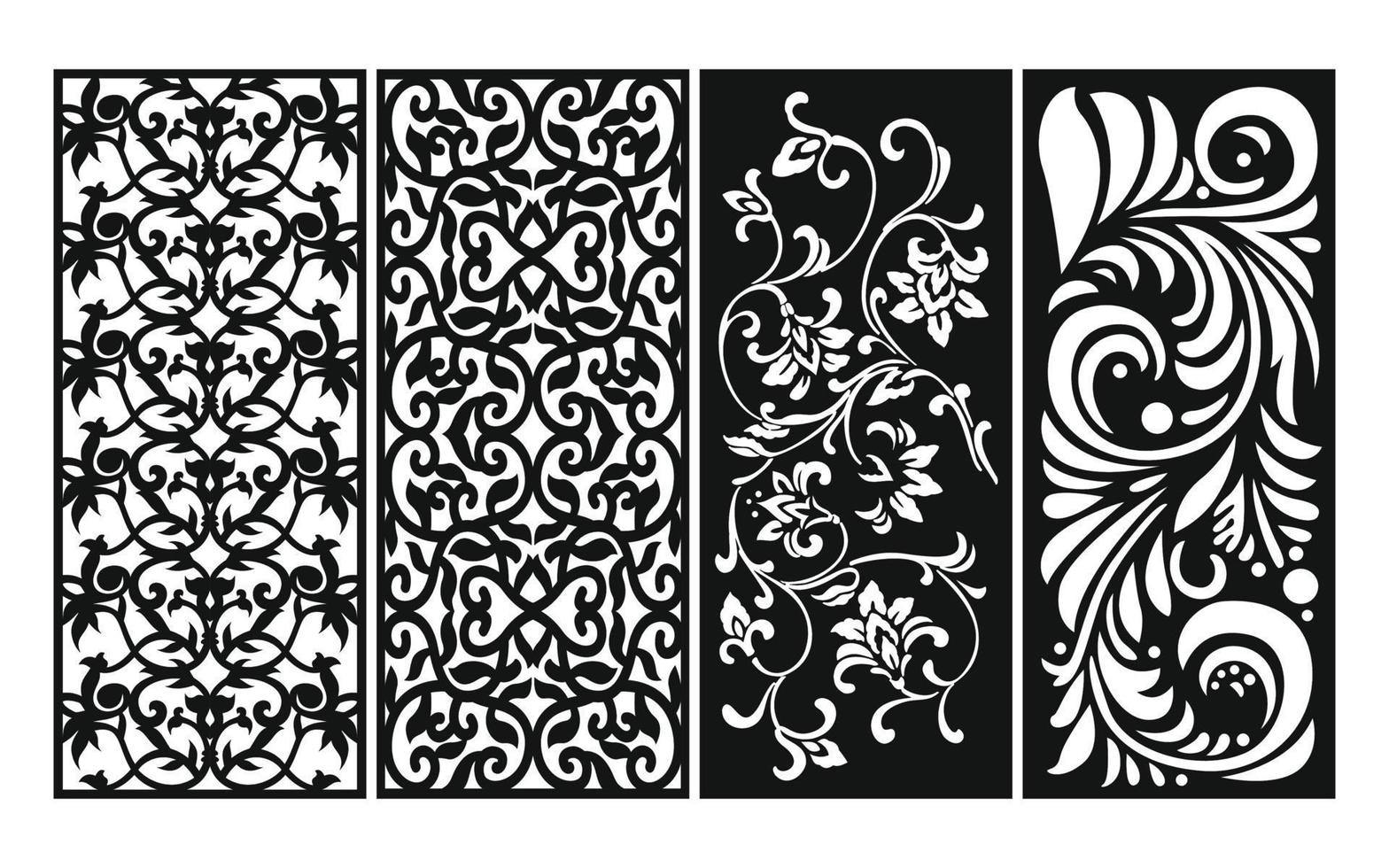 Decorative floral patterns, geometric template for cnc laser cutting vector