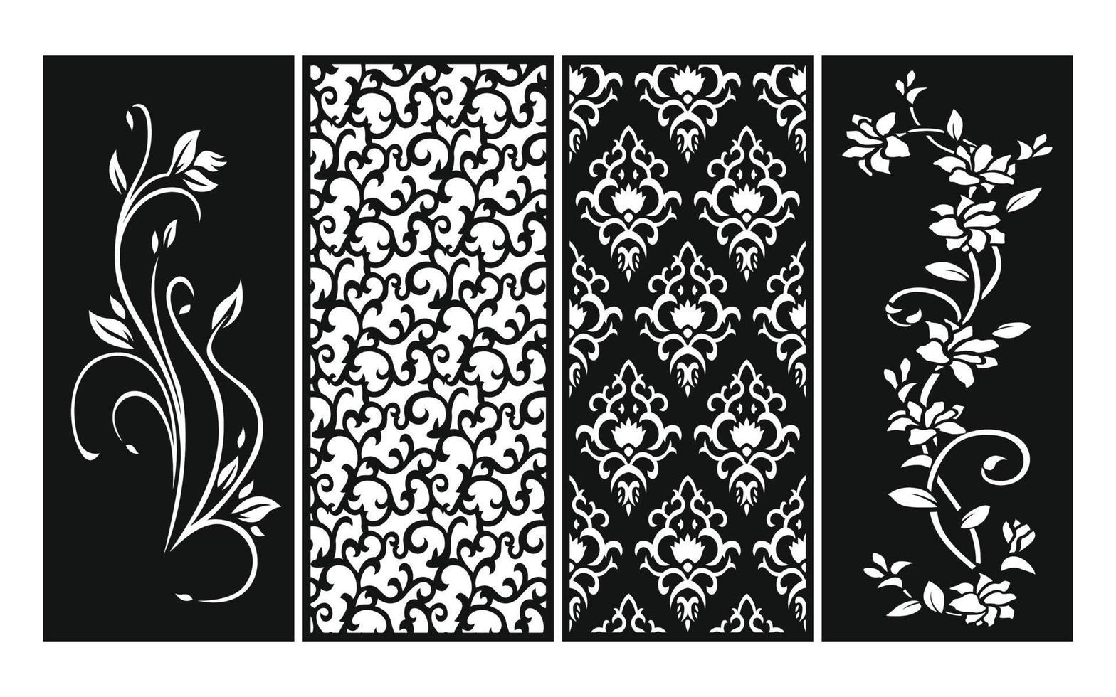 Decorative floral patterns, geometric template for cnc laser cutting