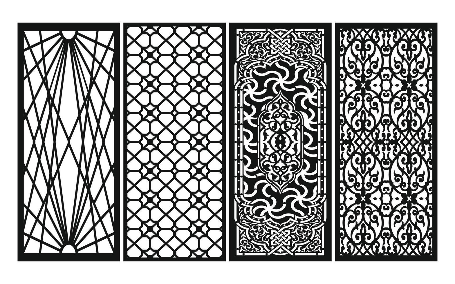 Decorative floral patterns, geometric template for cnc laser cutting vector