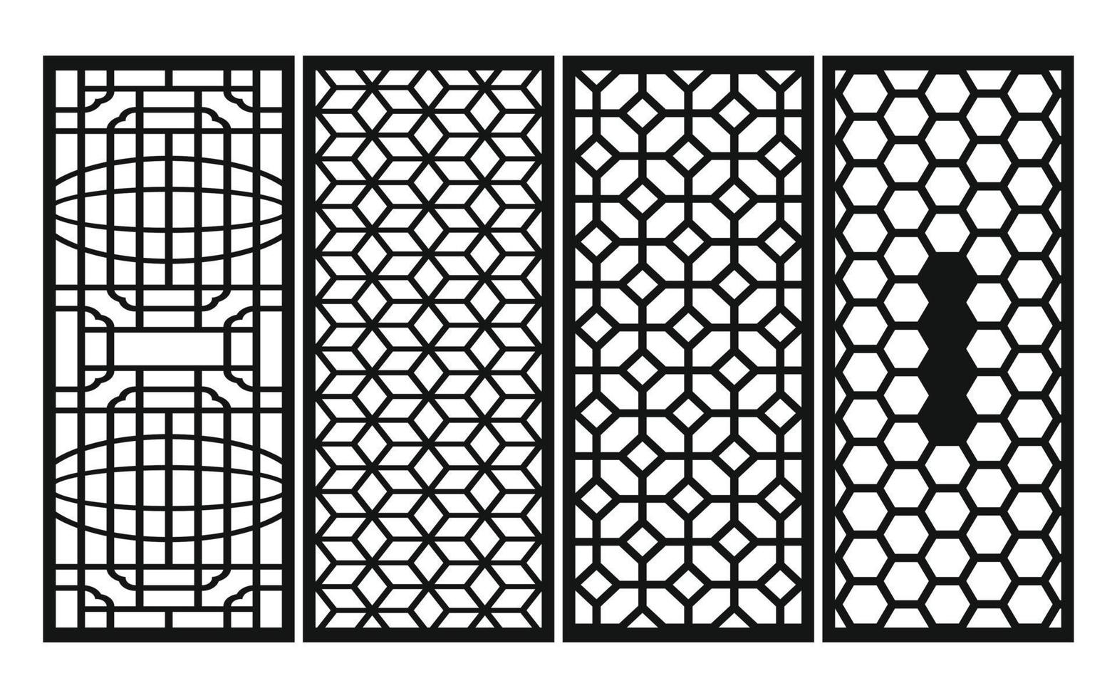 Decorative floral patterns, geometric template for cnc laser cutting vector