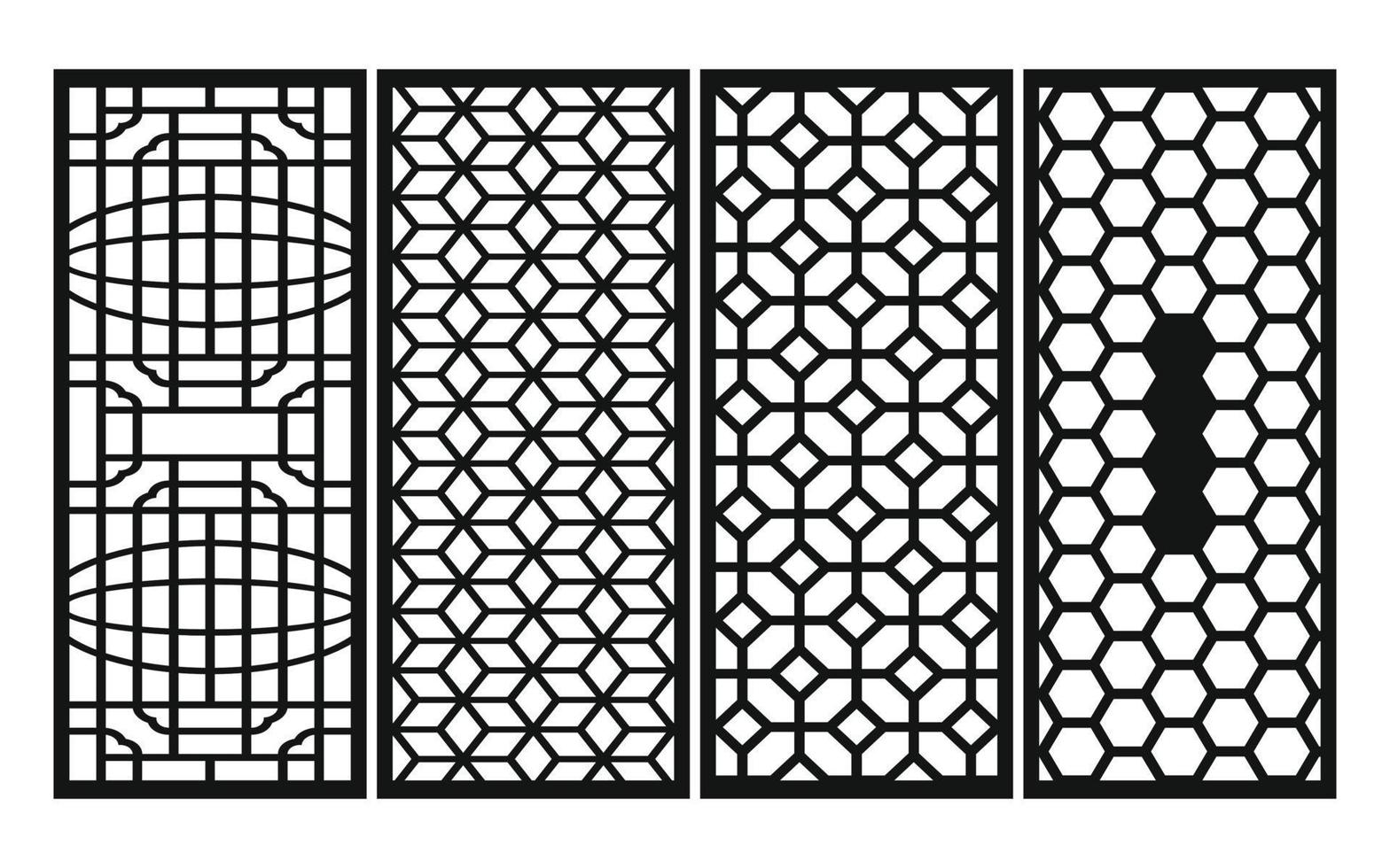 Decorative floral patterns, geometric template for cnc laser cutting vector