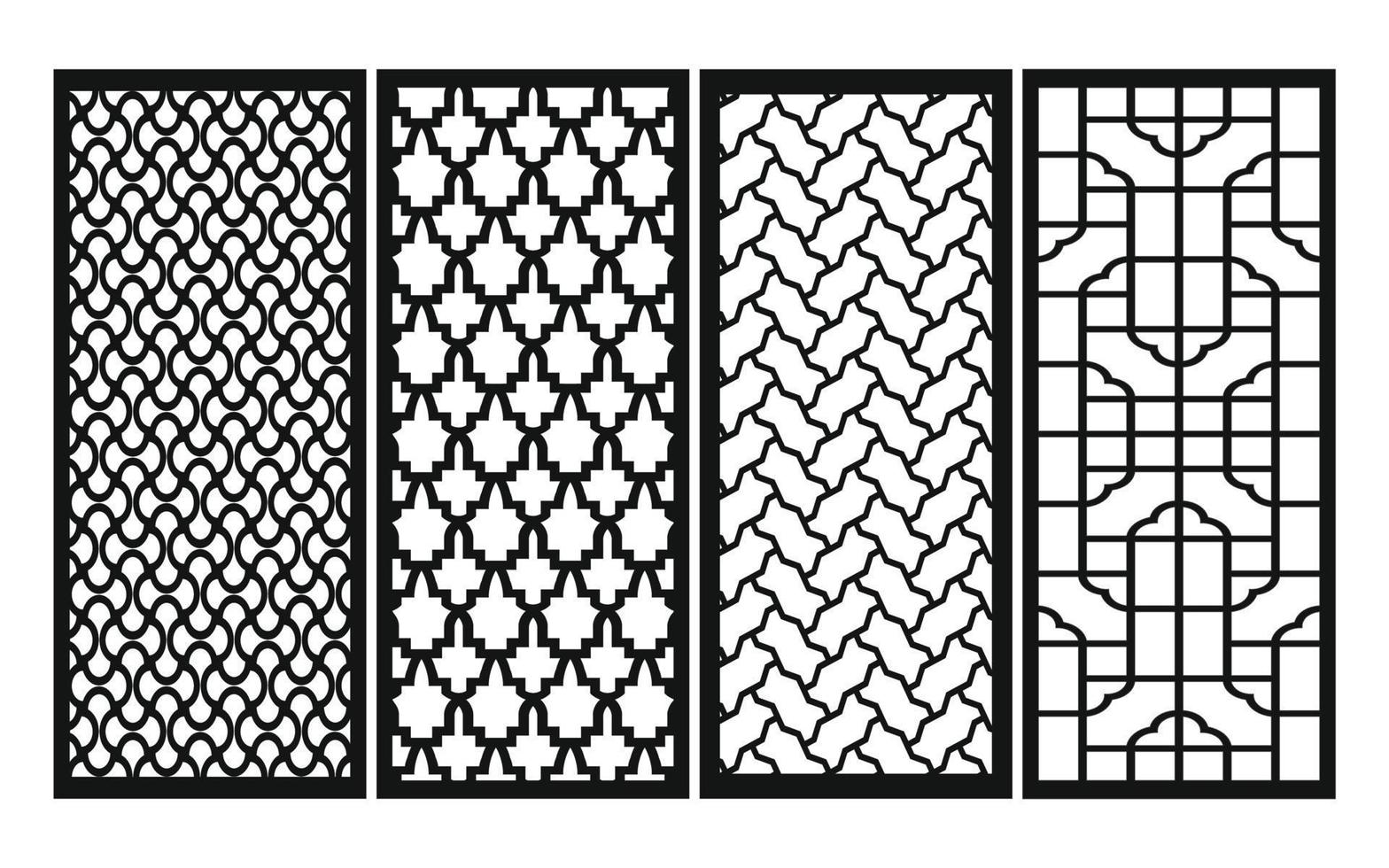 Decorative floral patterns, geometric template for cnc laser cutting vector