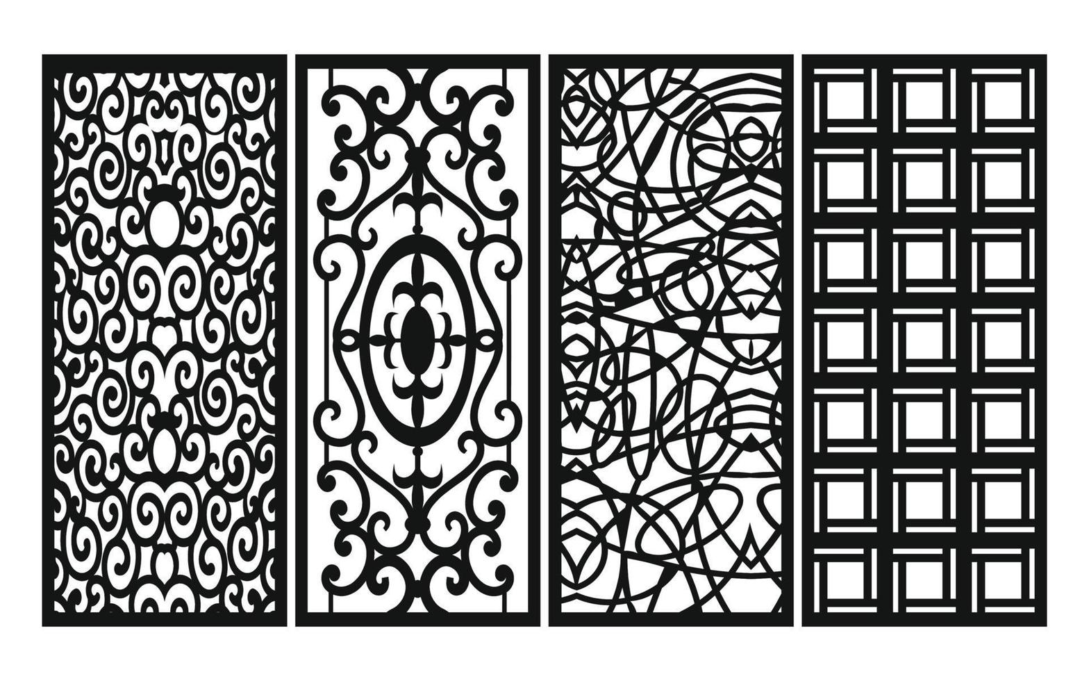 Decorative floral patterns, geometric template for cnc laser cutting vector