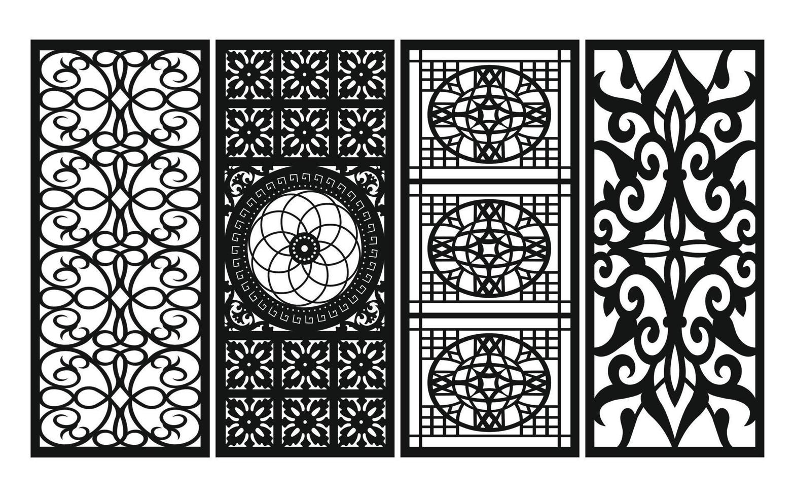 Decorative floral patterns, geometric template for cnc laser cutting vector