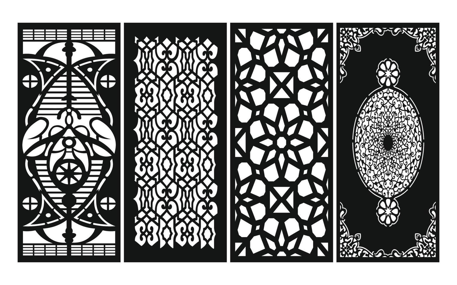 Decorative floral patterns, geometric template for cnc laser cutting vector