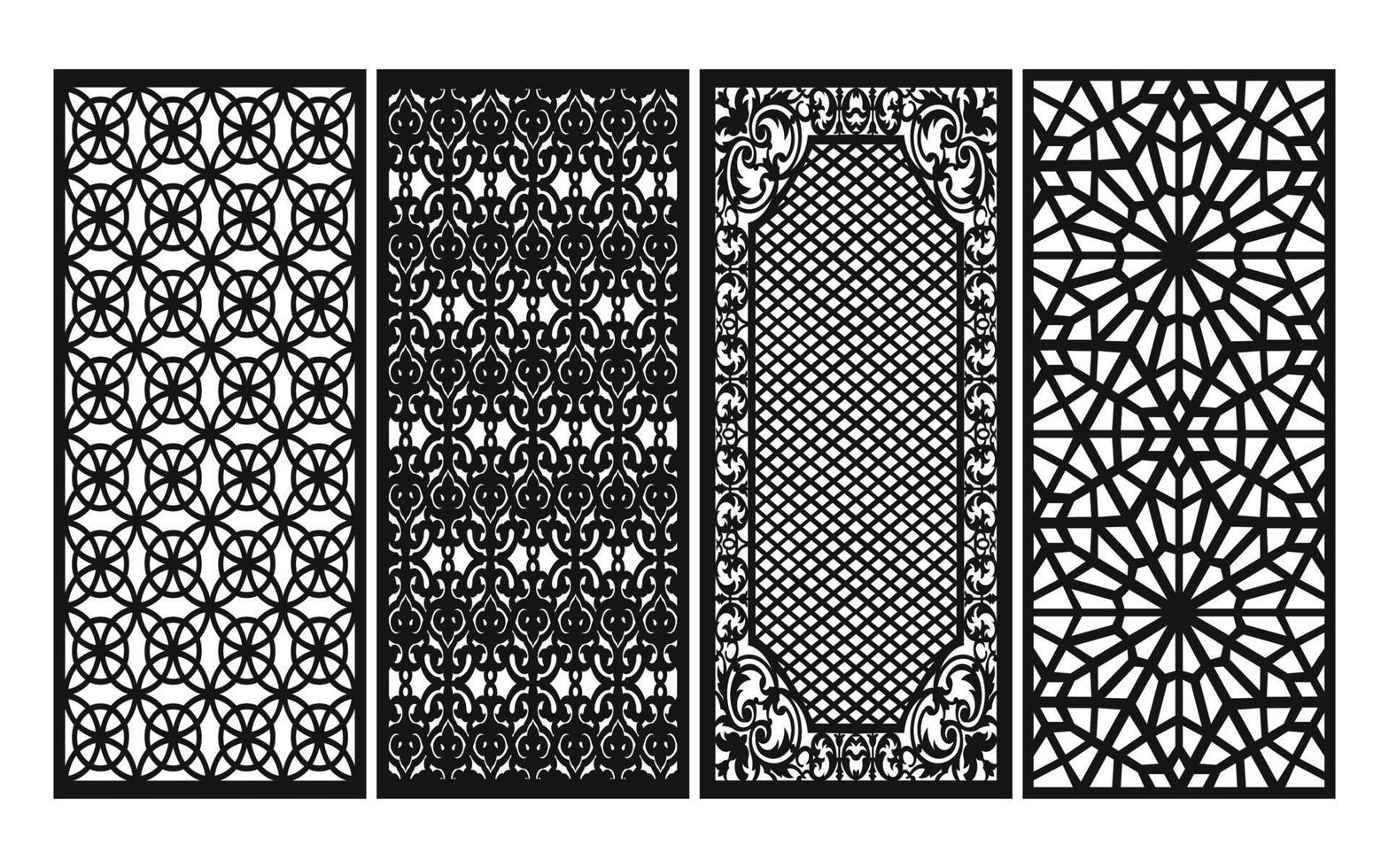 Decorative floral patterns, geometric template for cnc laser cutting vector