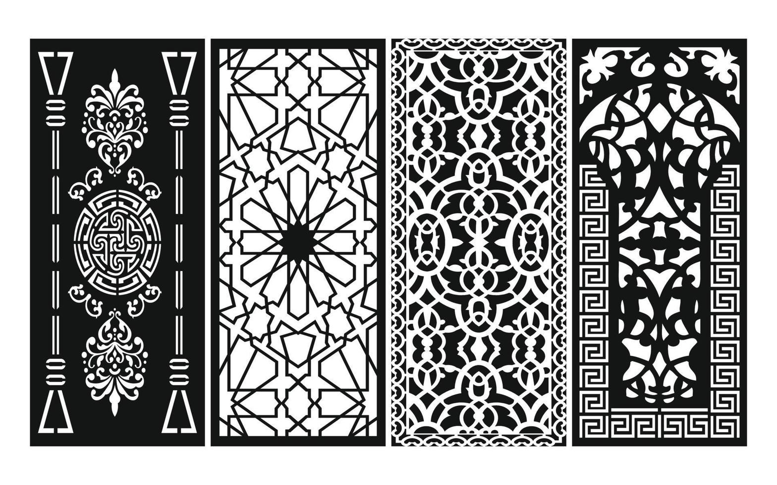 Decorative floral patterns, geometric template for cnc laser cutting vector