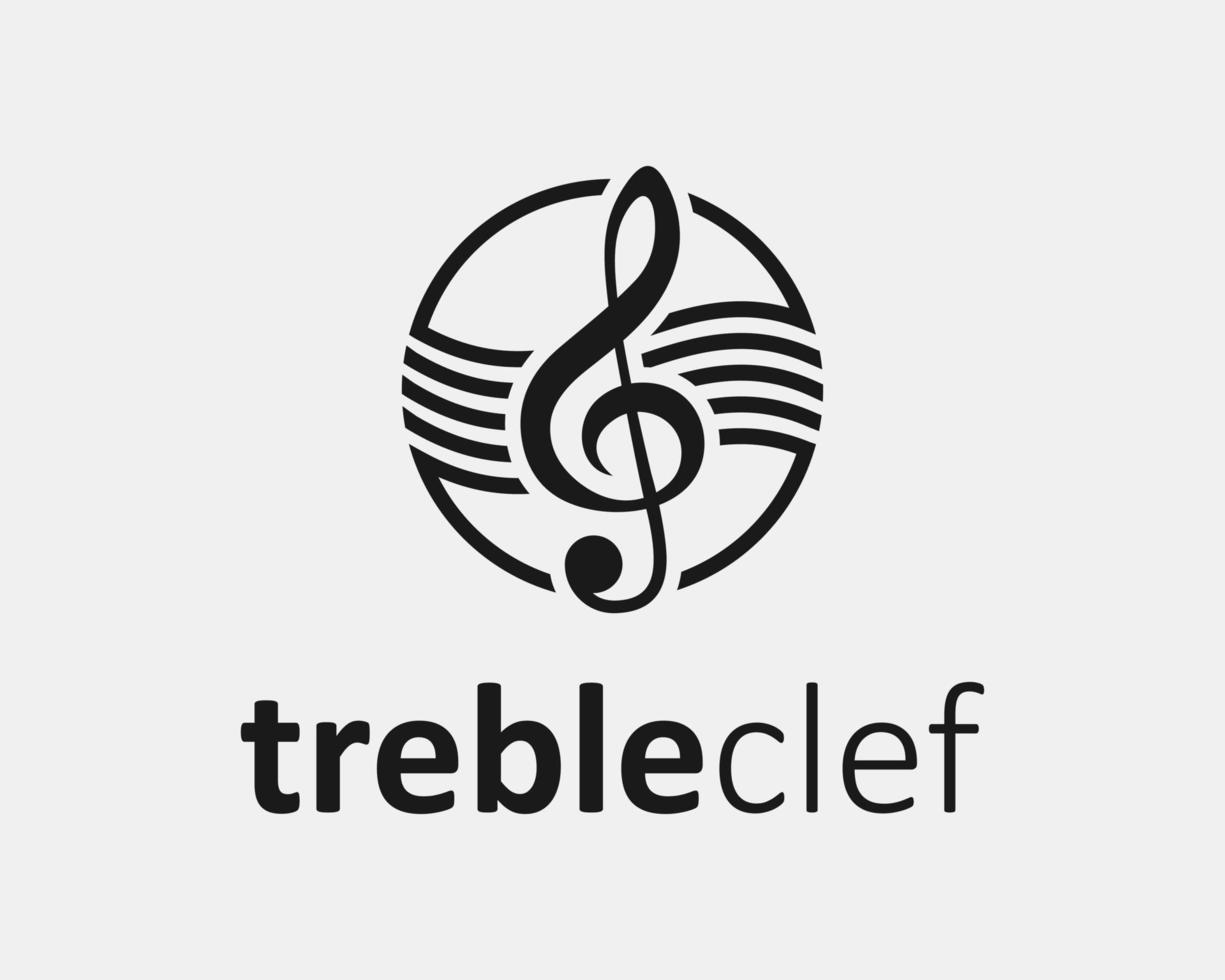 Treble Clef Note Music Melody Musical Quaver Tune Song Circle Round Wavy Line Vector Logo Design
