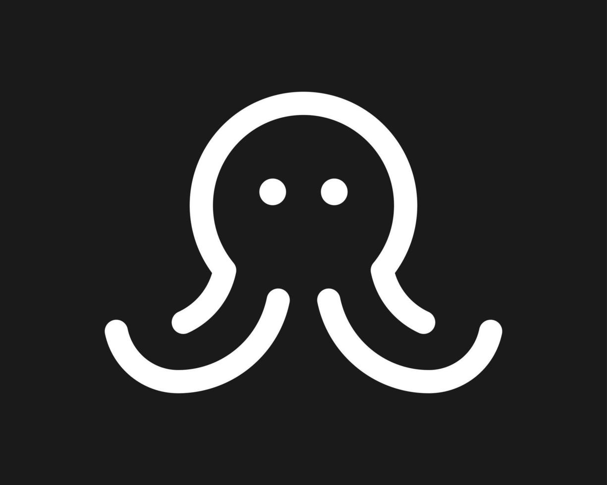 Squid Octopus Tentacle Ocean Cuttlefish Calamari Invertebrate Line Linear Simple Vector Logo Design