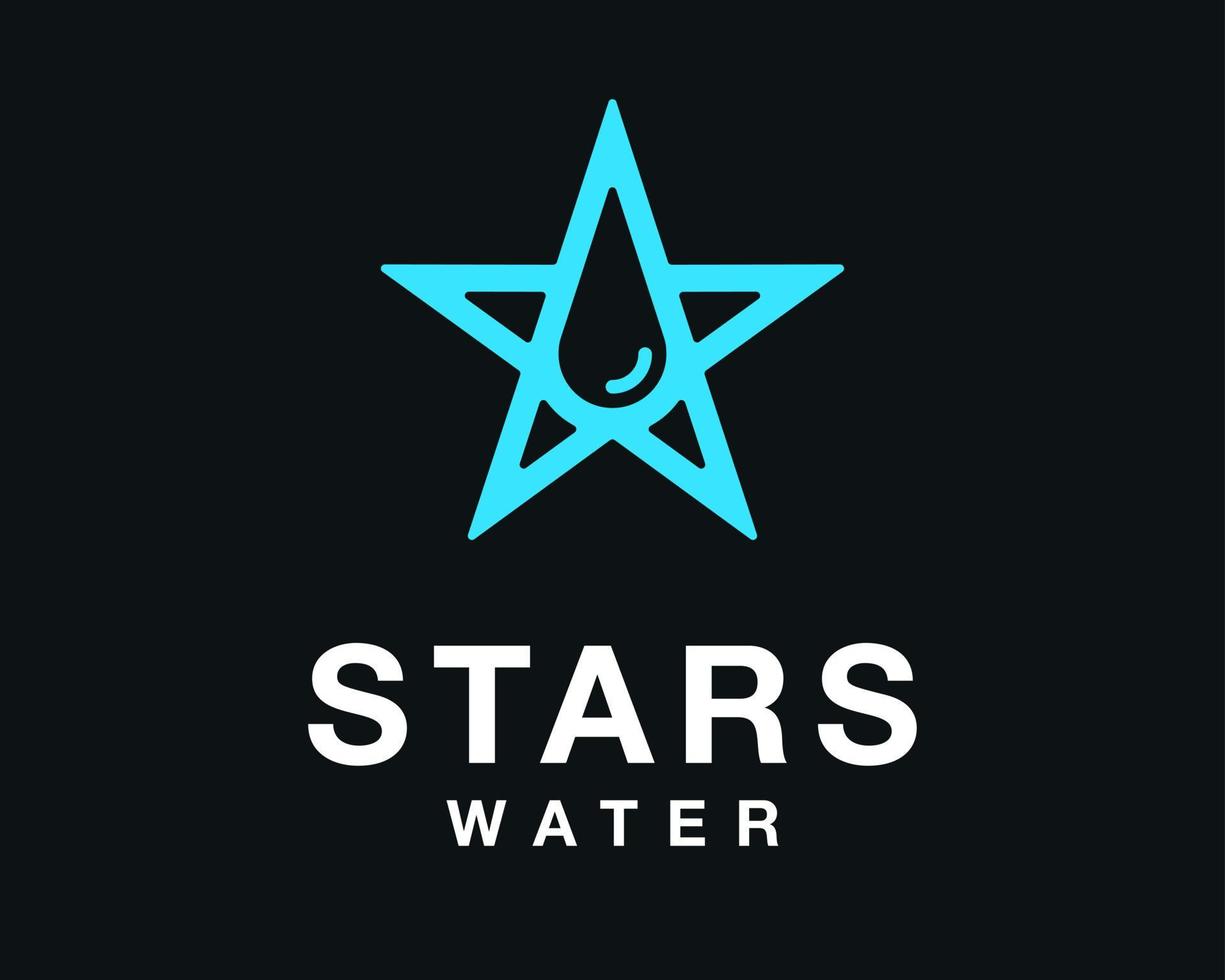 Star Sparkle Stars Twinkle Spark Water Drop Wet Liquid Purity Fluid Drip Line Vector Logo Design