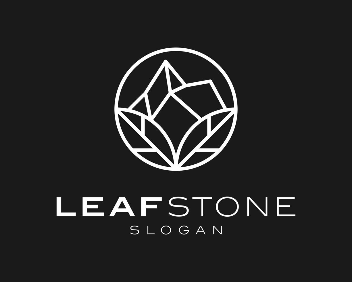 Leaf Green Nature Plant Natural Stone Rock Gravel Simple Line Art Circle Round Vector Logo Design