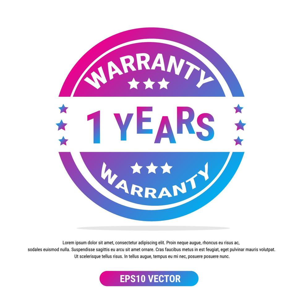 Warranty 1 years isolated vector label on white background. Guarantee service icon template