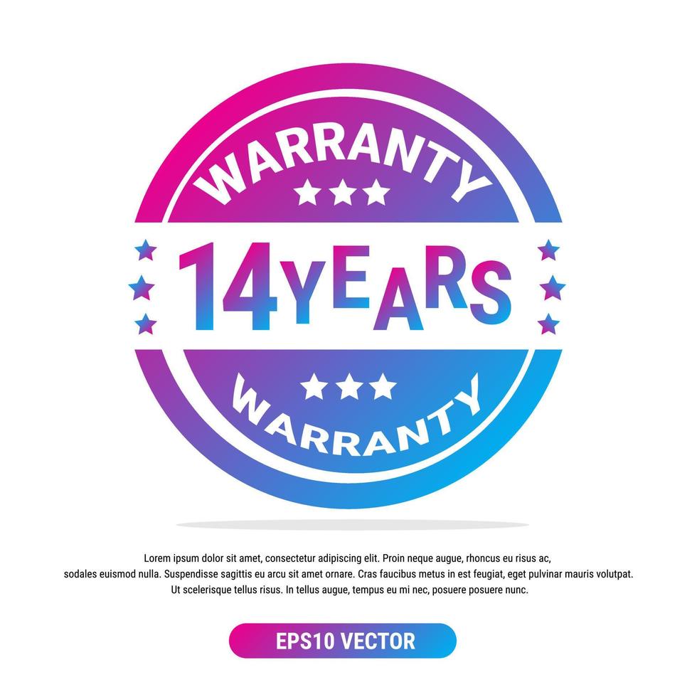 Warranty 14 years isolated vector label on white background. Guarantee service icon template