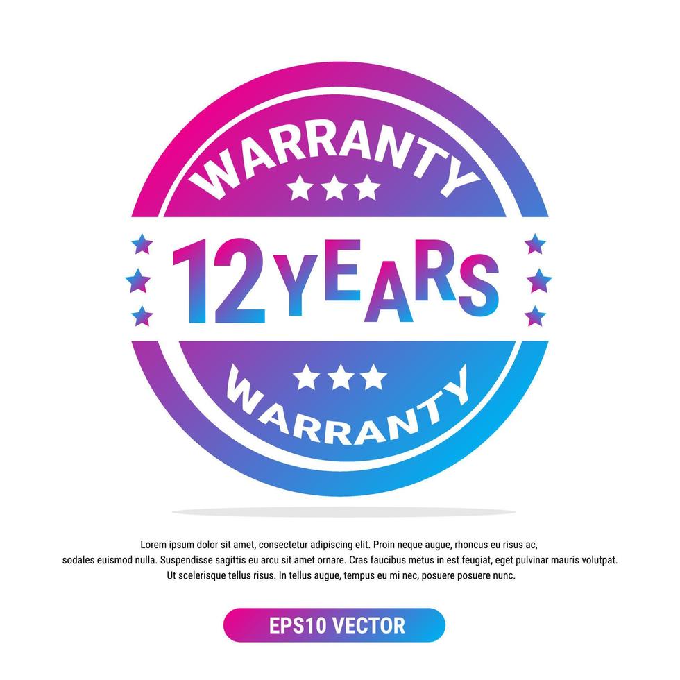 Warranty 12 years isolated vector label on white background. Guarantee service icon template