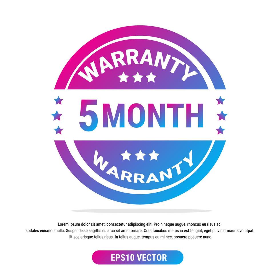 Warranty 5 month isolated vector label on white background. Guarantee service icon template