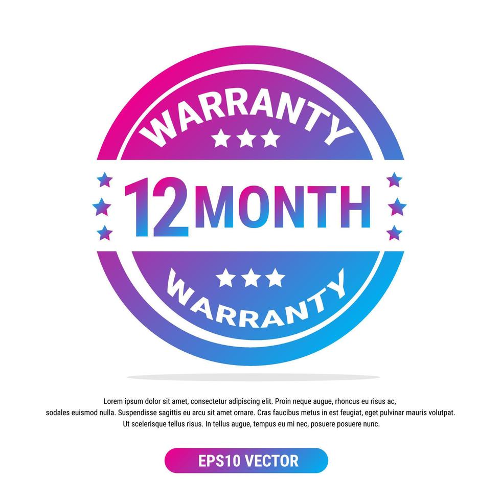 Warranty 12 month isolated vector label on white background. Guarantee service icon template
