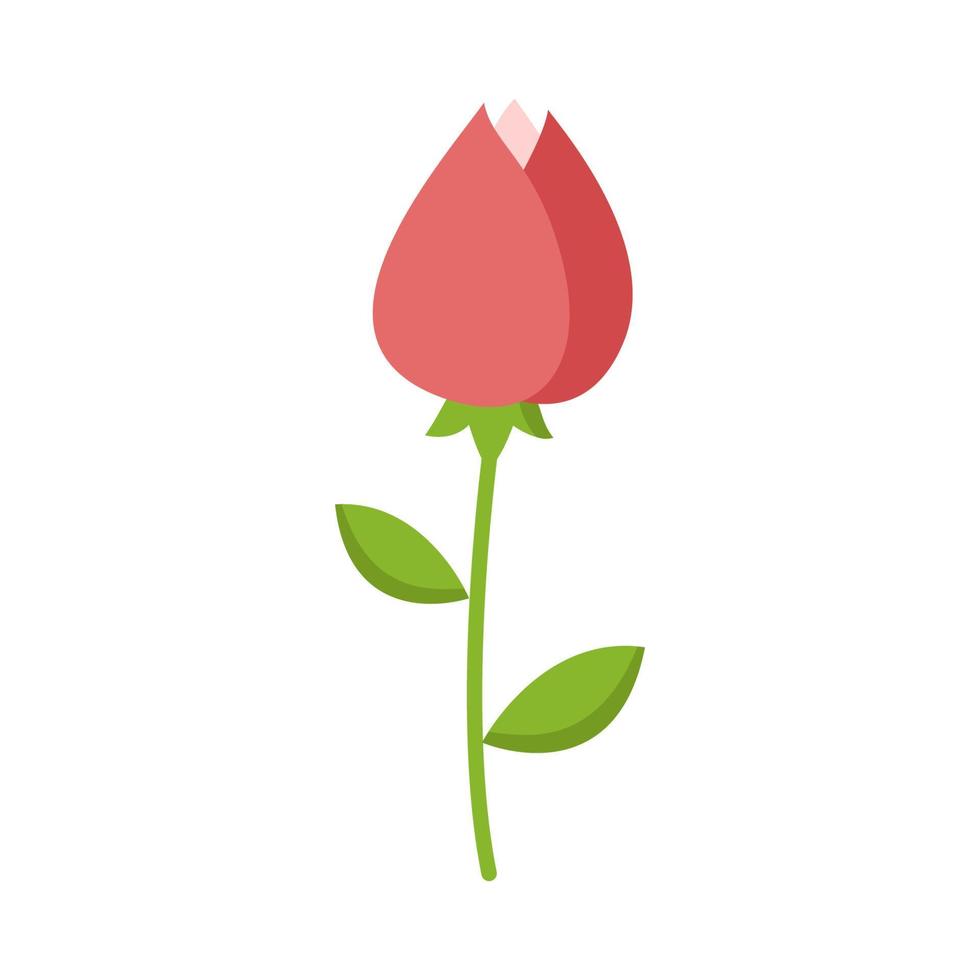 Vector illustration of cartoon rose isolated on white background.